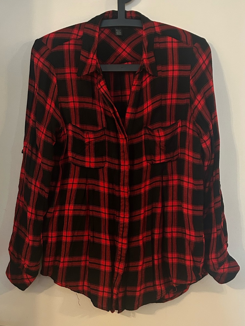 Lord & Taylor Women’s Red and Black Plaid Button-Down Shirt Size M